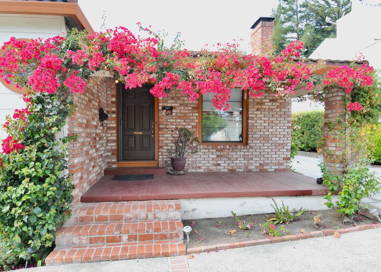 a front view of a house with yard