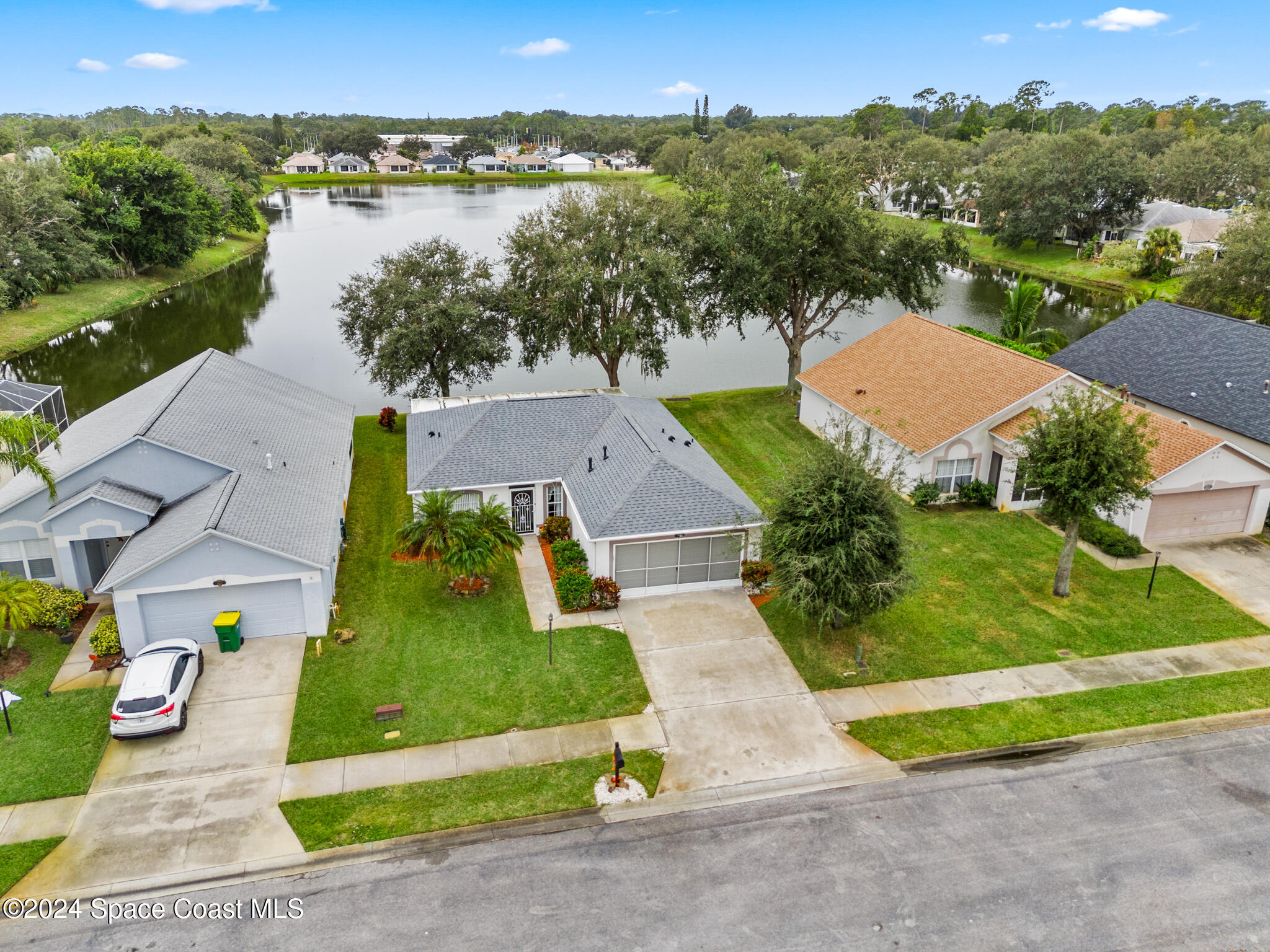 an aerial view of a house