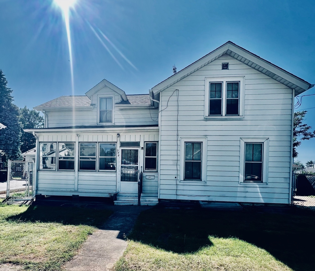 a front view of a house with windows