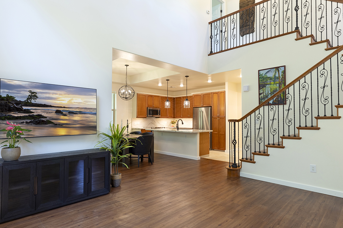 Spacious and open design with wood laminate flooring