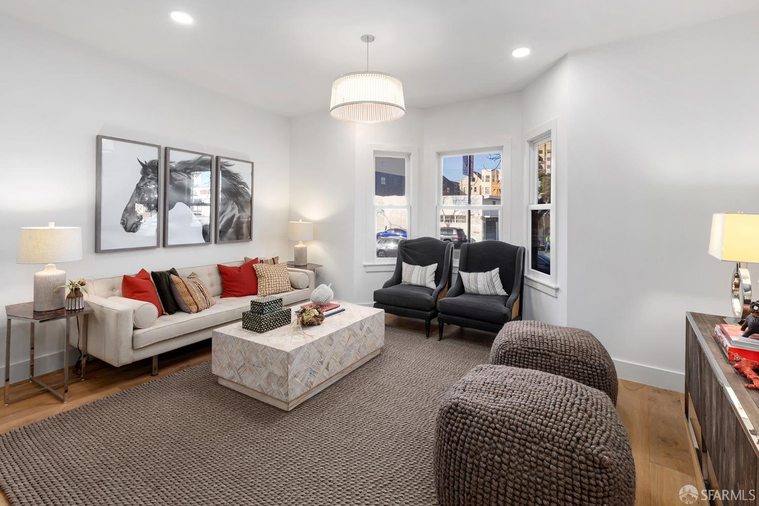 a living room with furniture and a couch