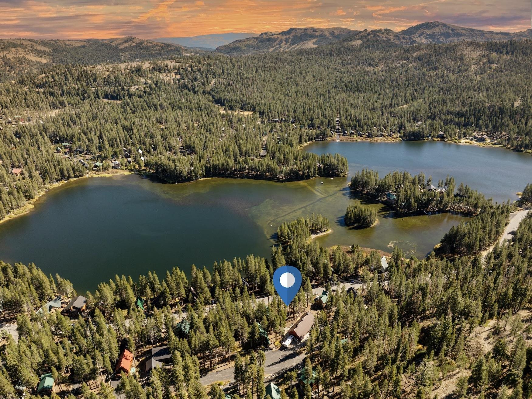 a view of a lake with a mountain in the background