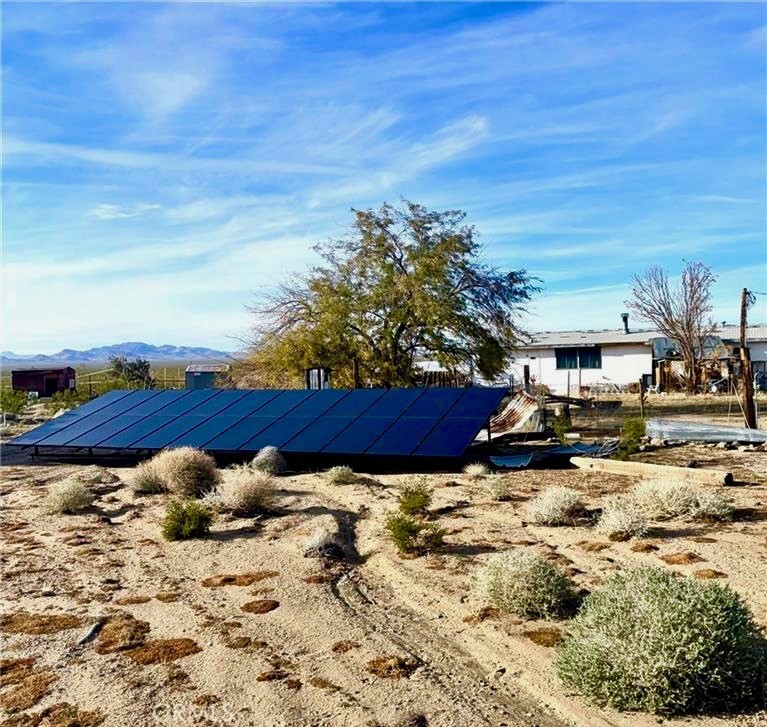 a view of a yard with an ocean