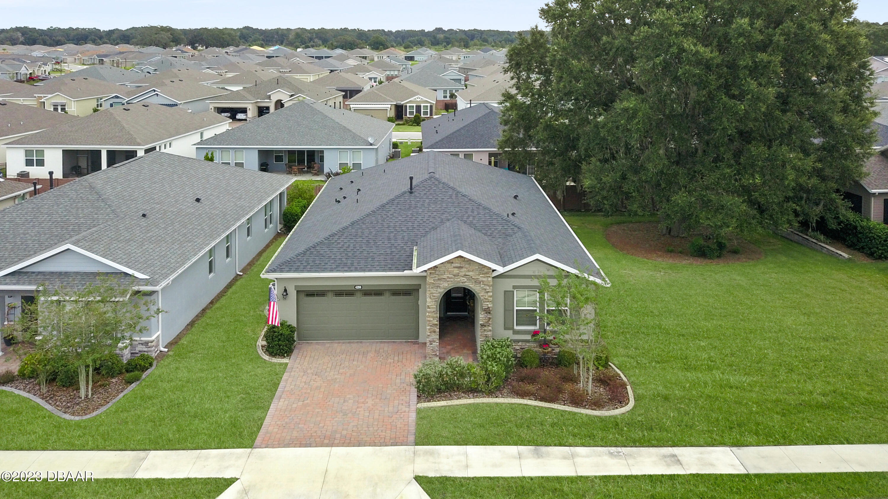 an aerial view of a house