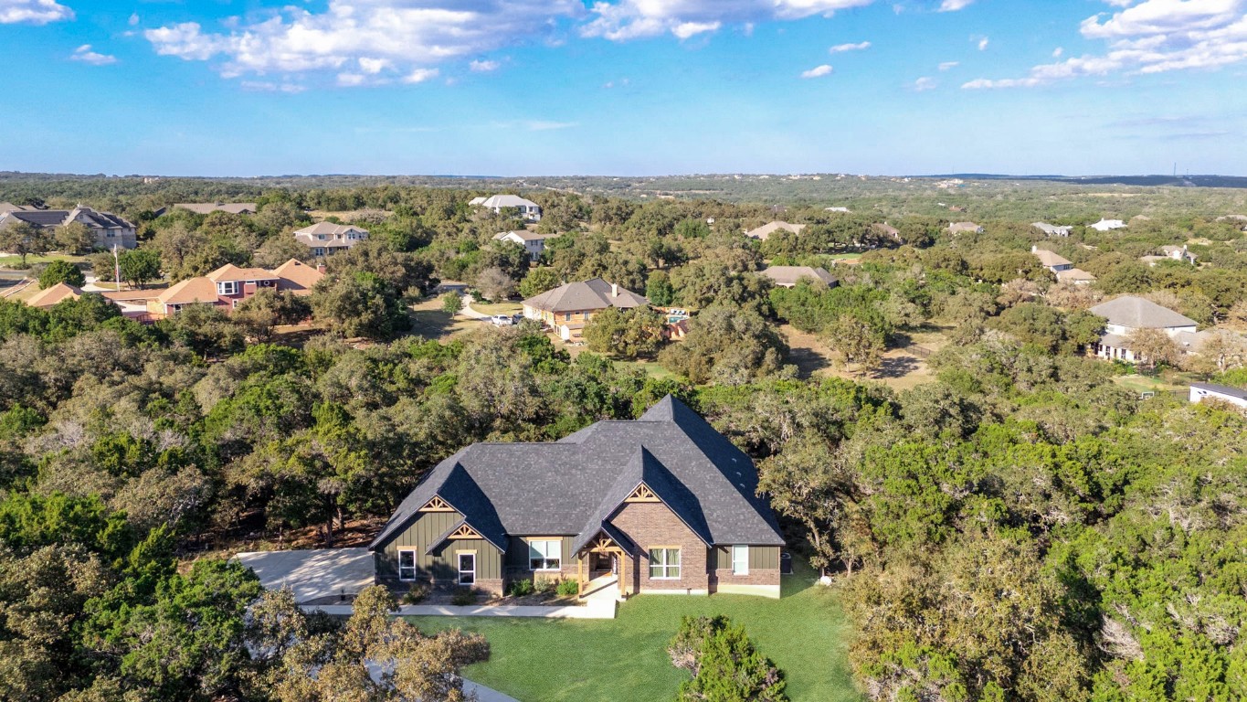 an aerial view of a house