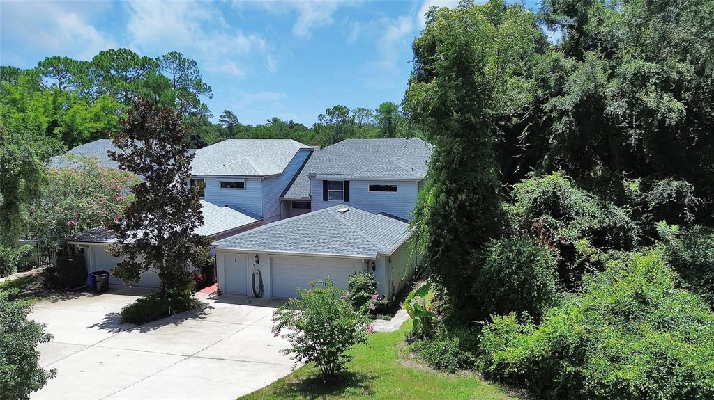 an aerial view of a house