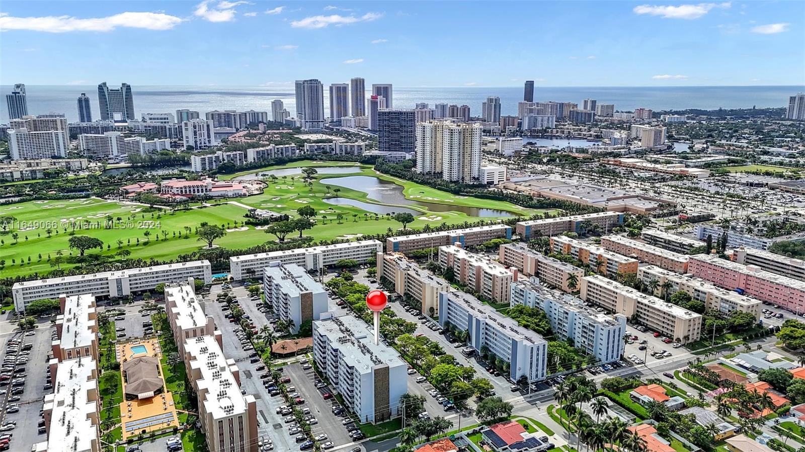 a city view with tall buildings