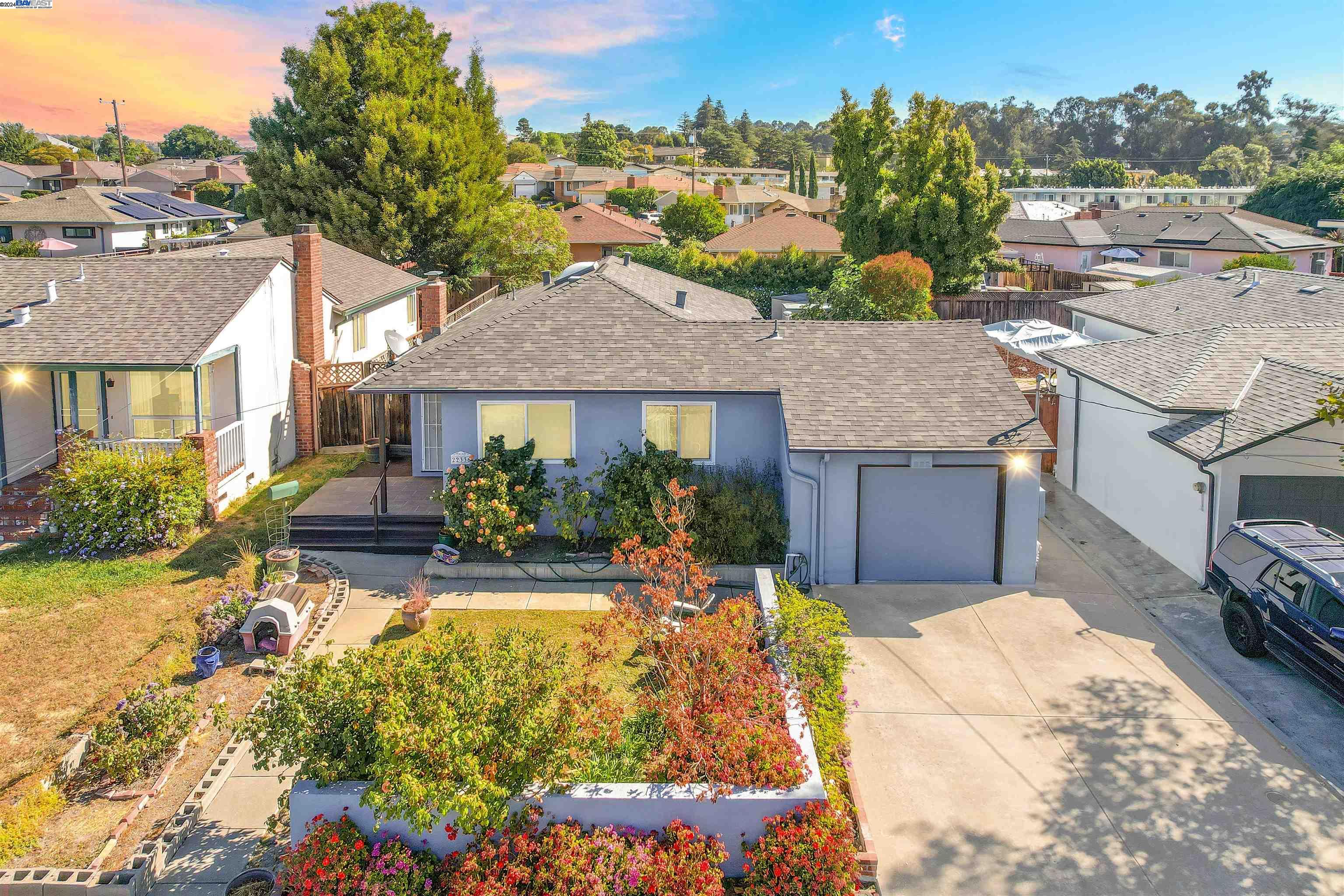 an aerial view of a house