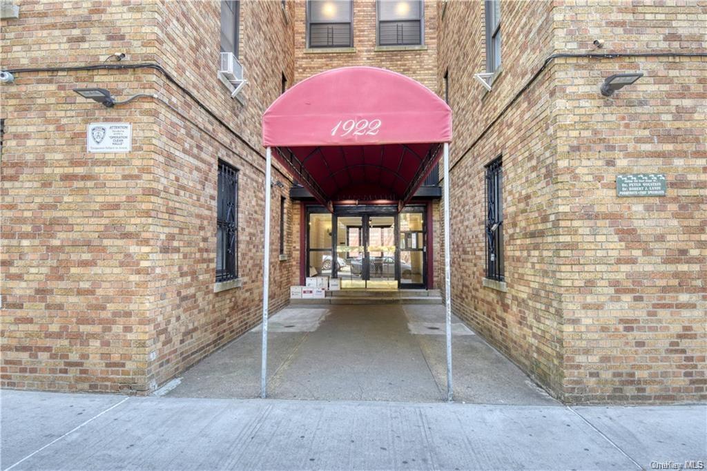 a front view of a building with glass door