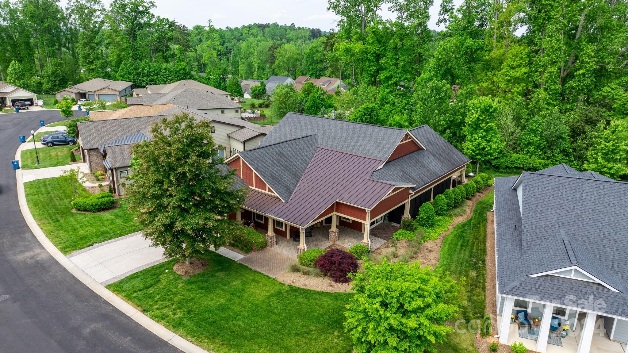 an aerial view of a house