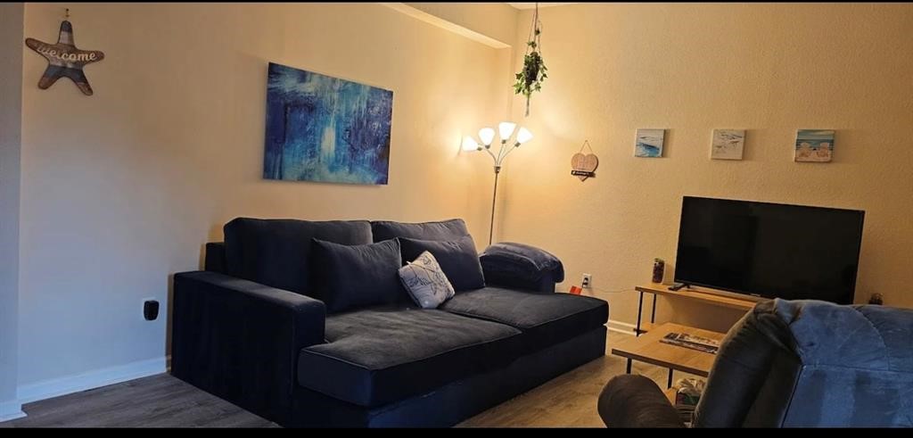 a living room with furniture and a flat screen tv