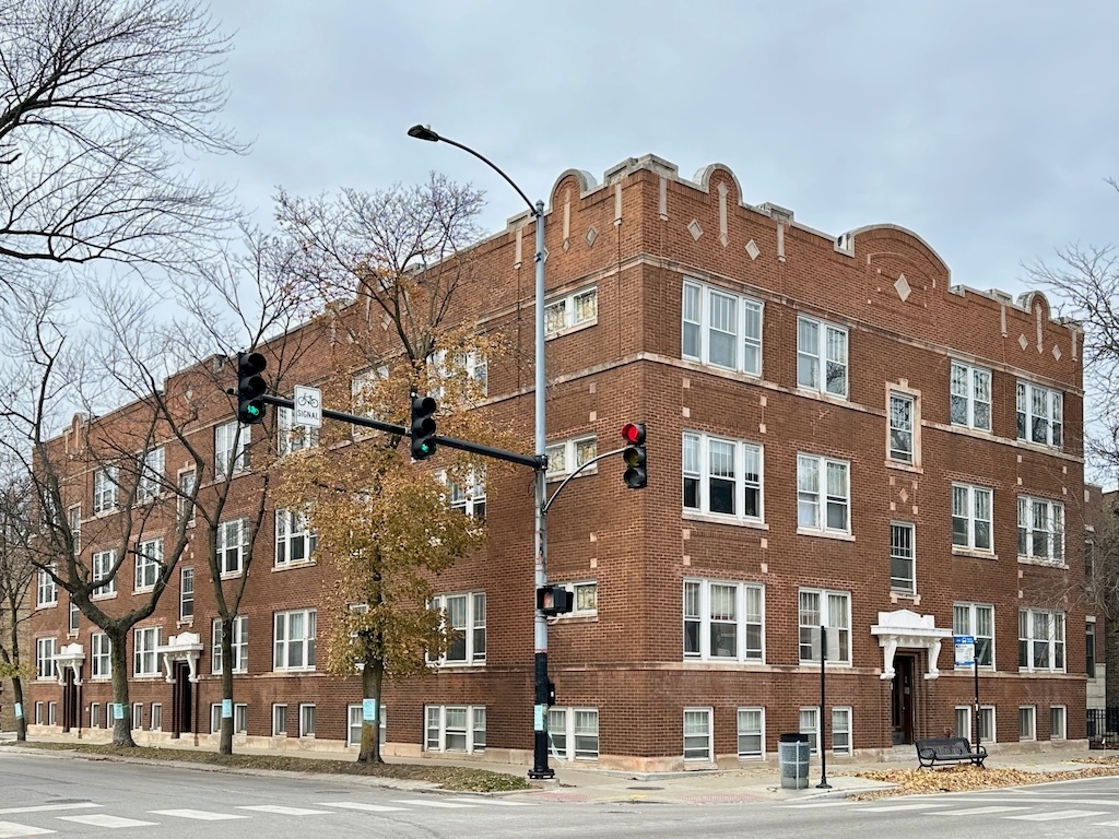 a front view of a building