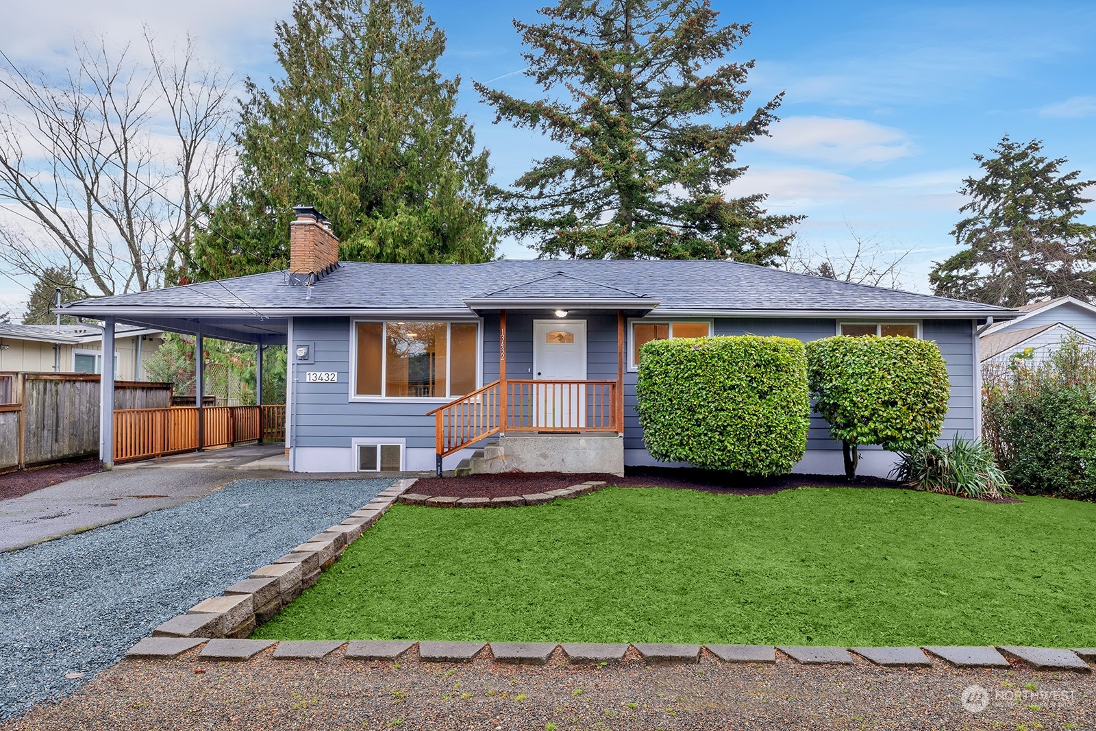 front view of a house with a yard