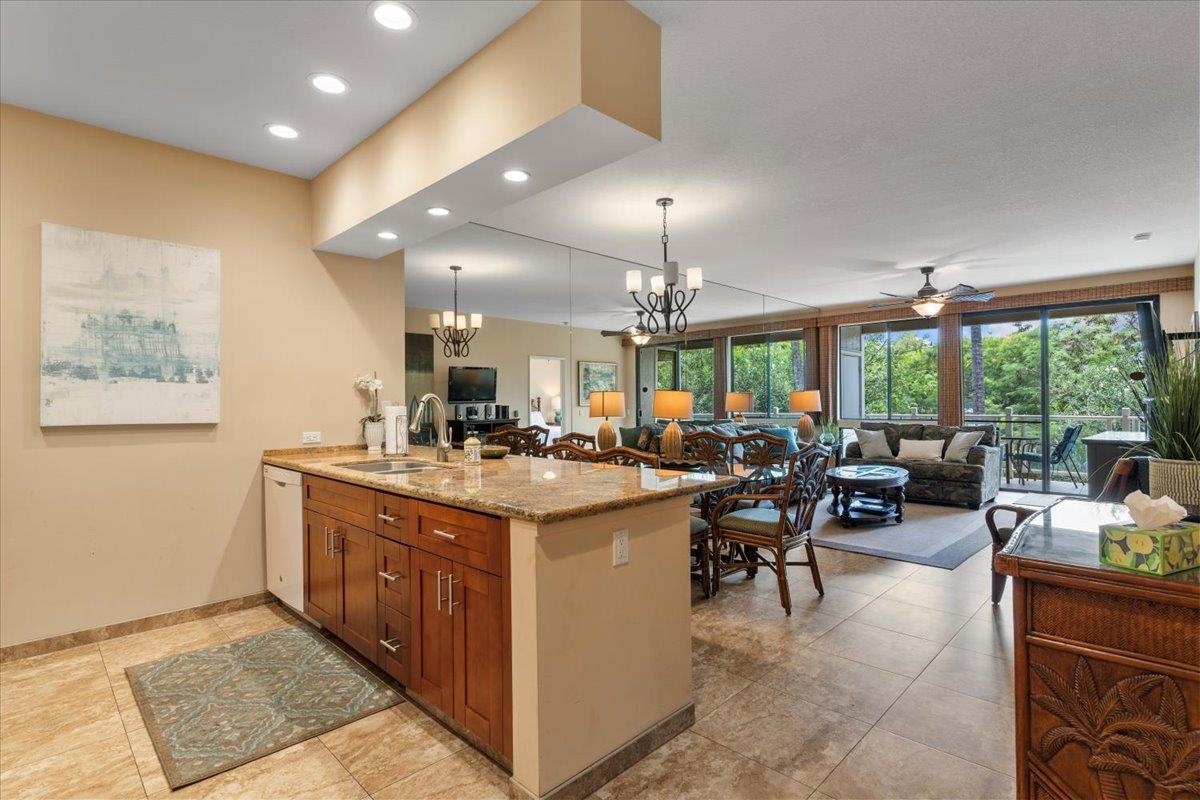 a kitchen with lots of counter top space