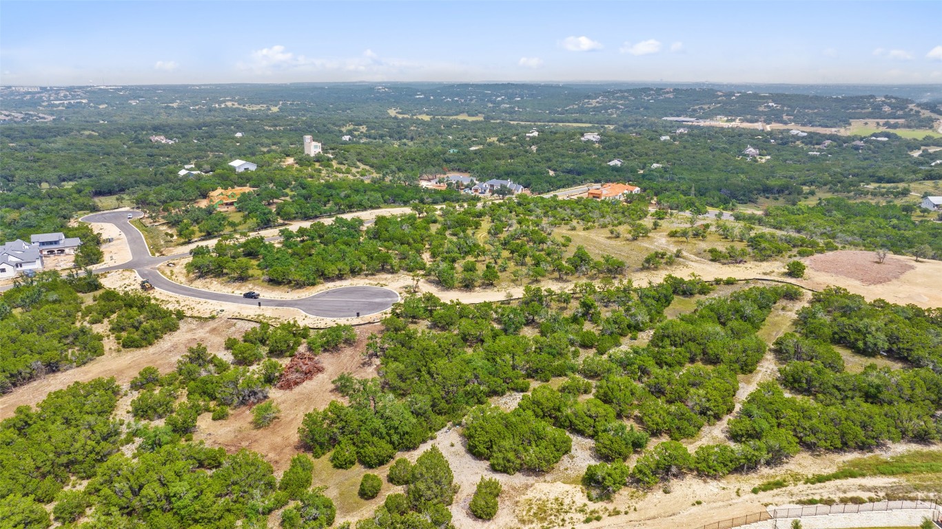 an aerial view of residential houses with city view