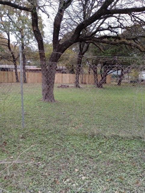 a view of a yard with a tree