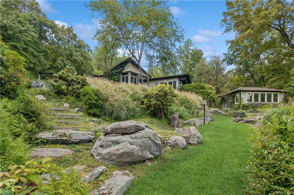 a backyard of a house with lots of green space