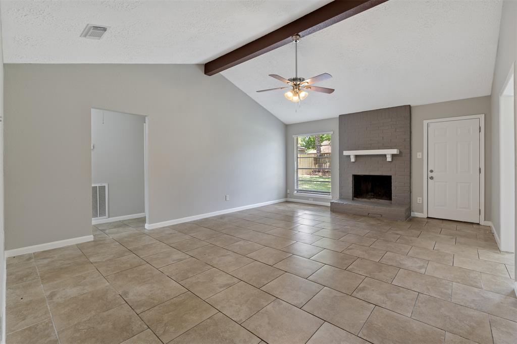 Large living area with fireplace