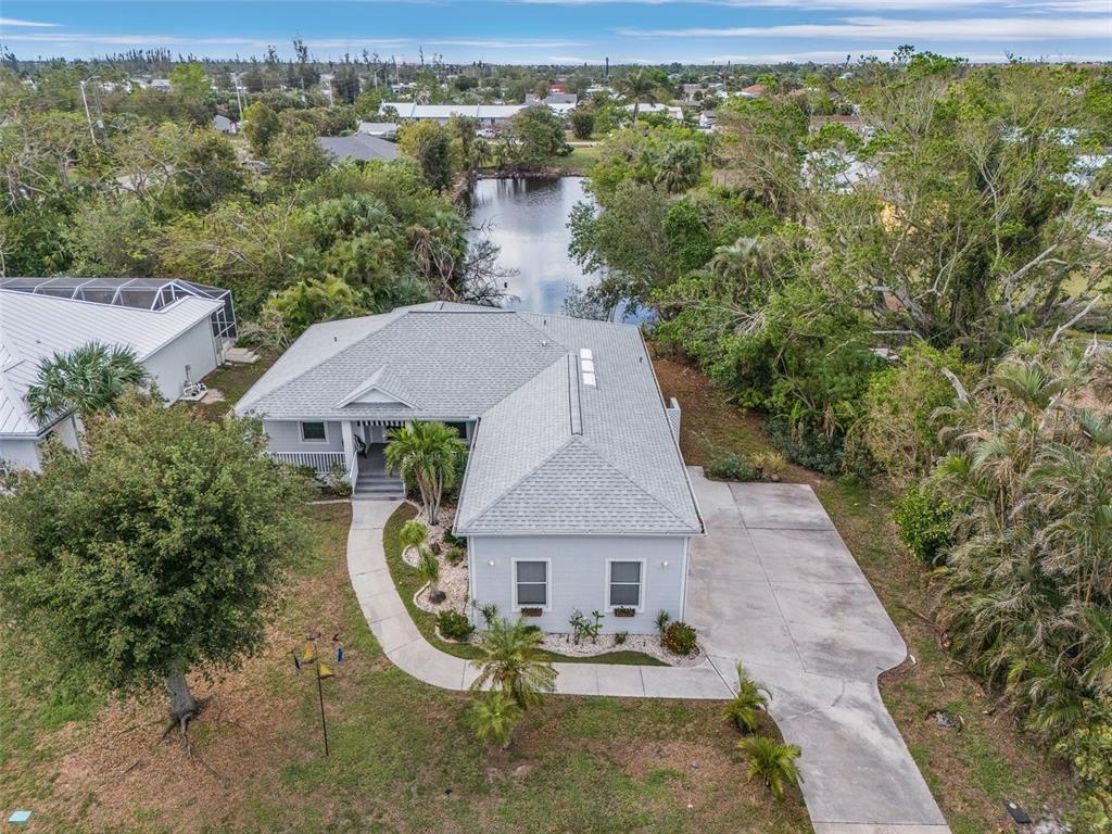 an aerial view of a house