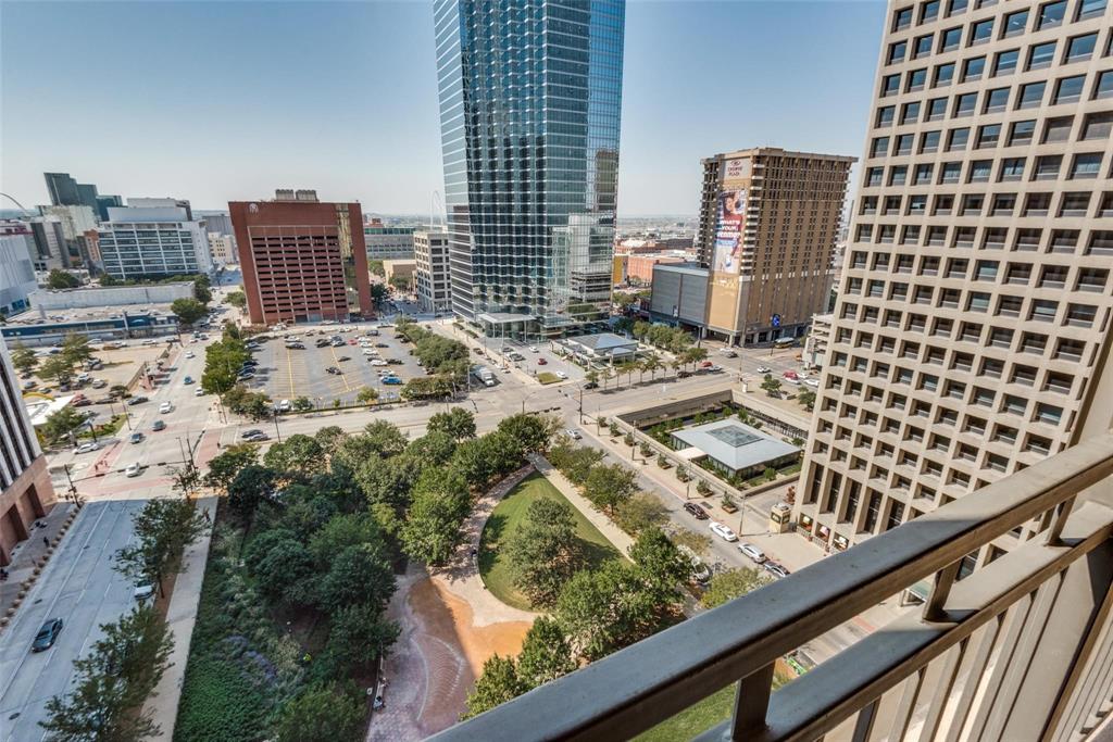 a view of a city from a balcony