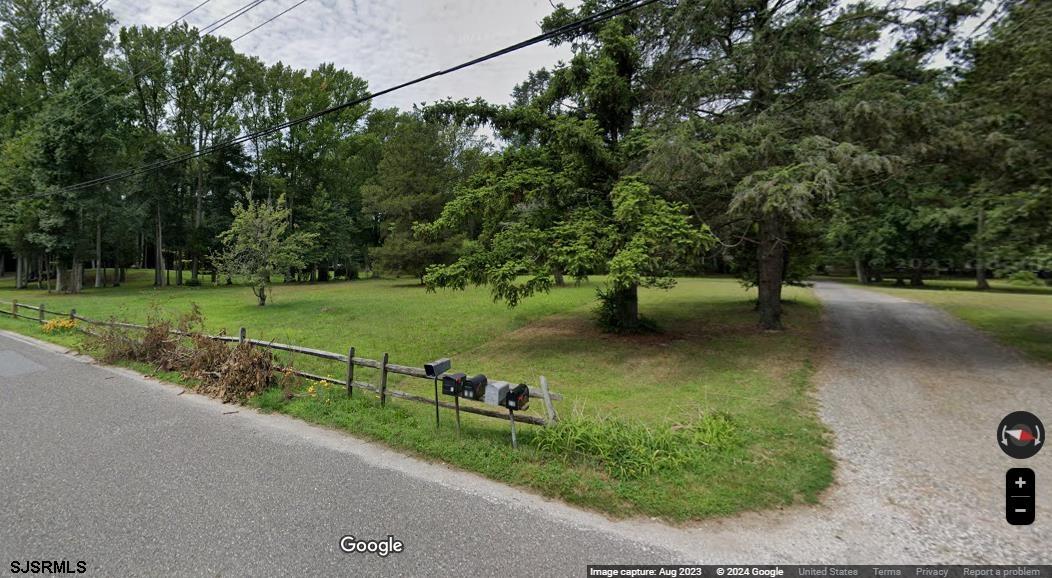 a view of a garden with lawn chairs