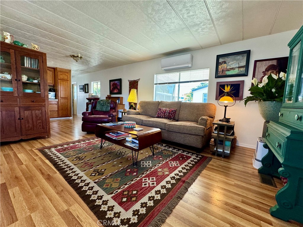 a living room with furniture and a rug