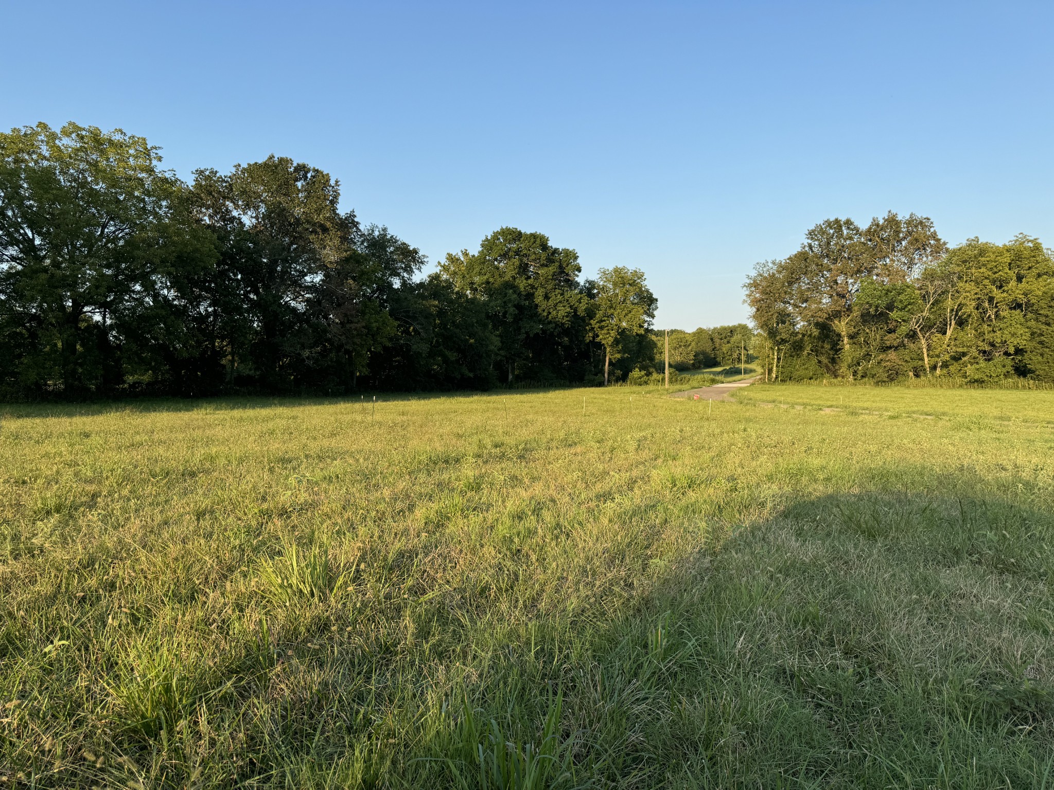 a view of a field with an outdoor space