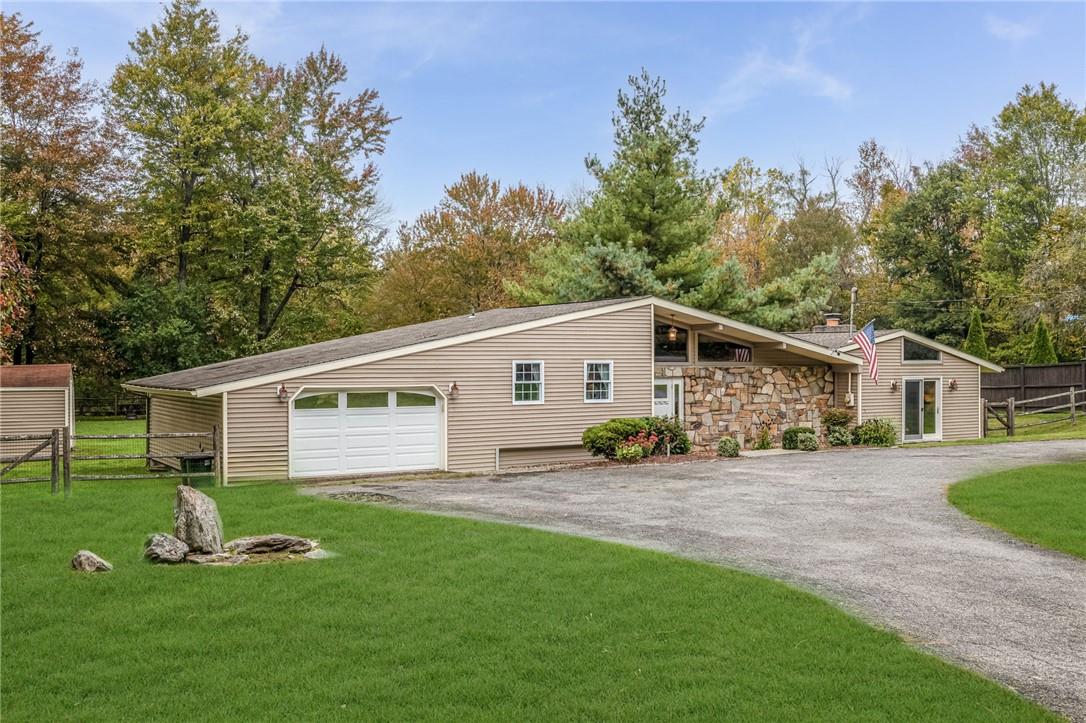 Ranch-style house with a front lawn