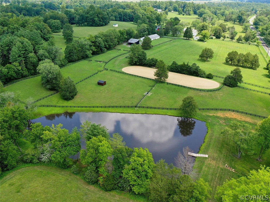 an aerial view of a garden