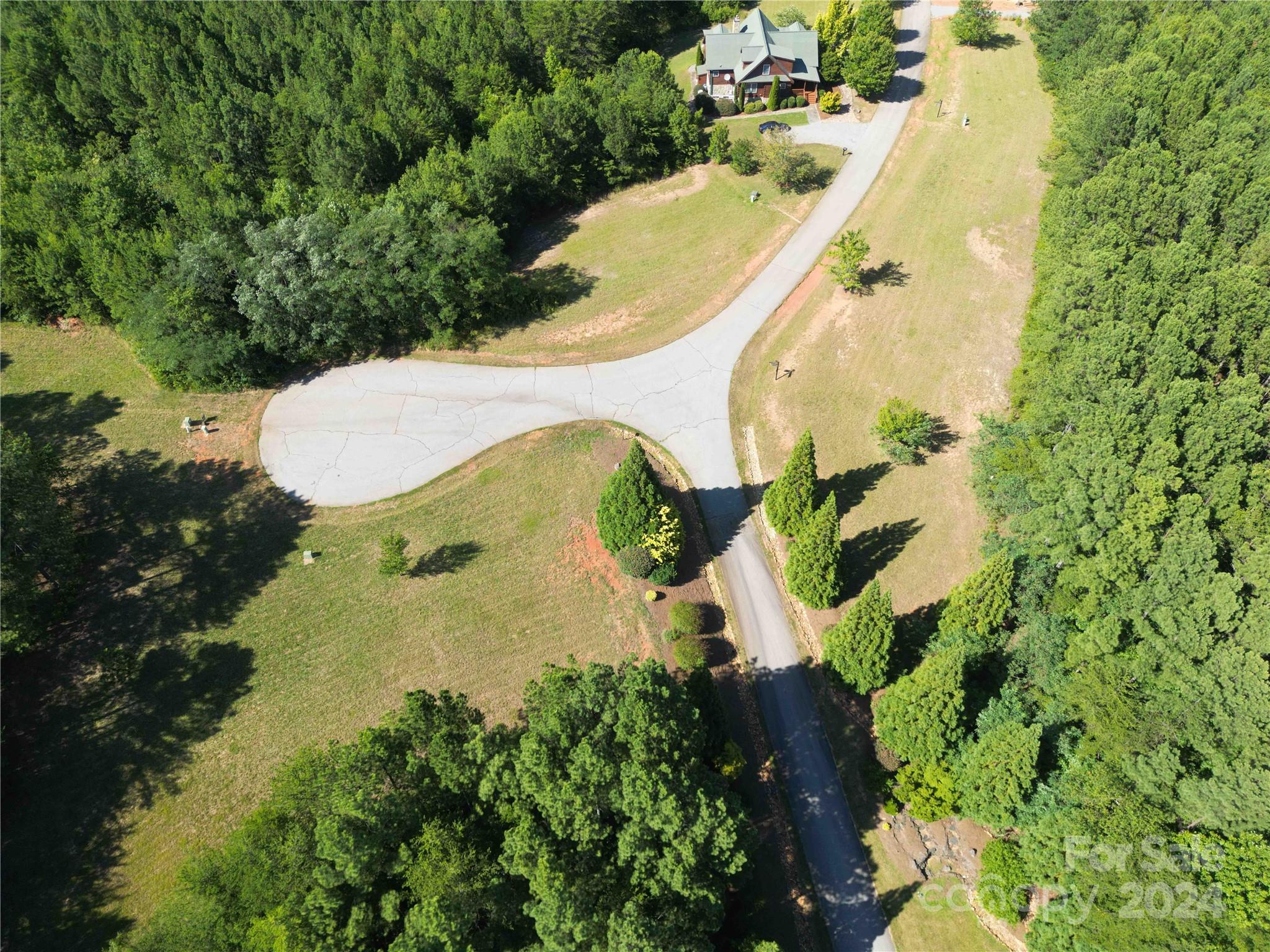 an aerial view of a swimming pool