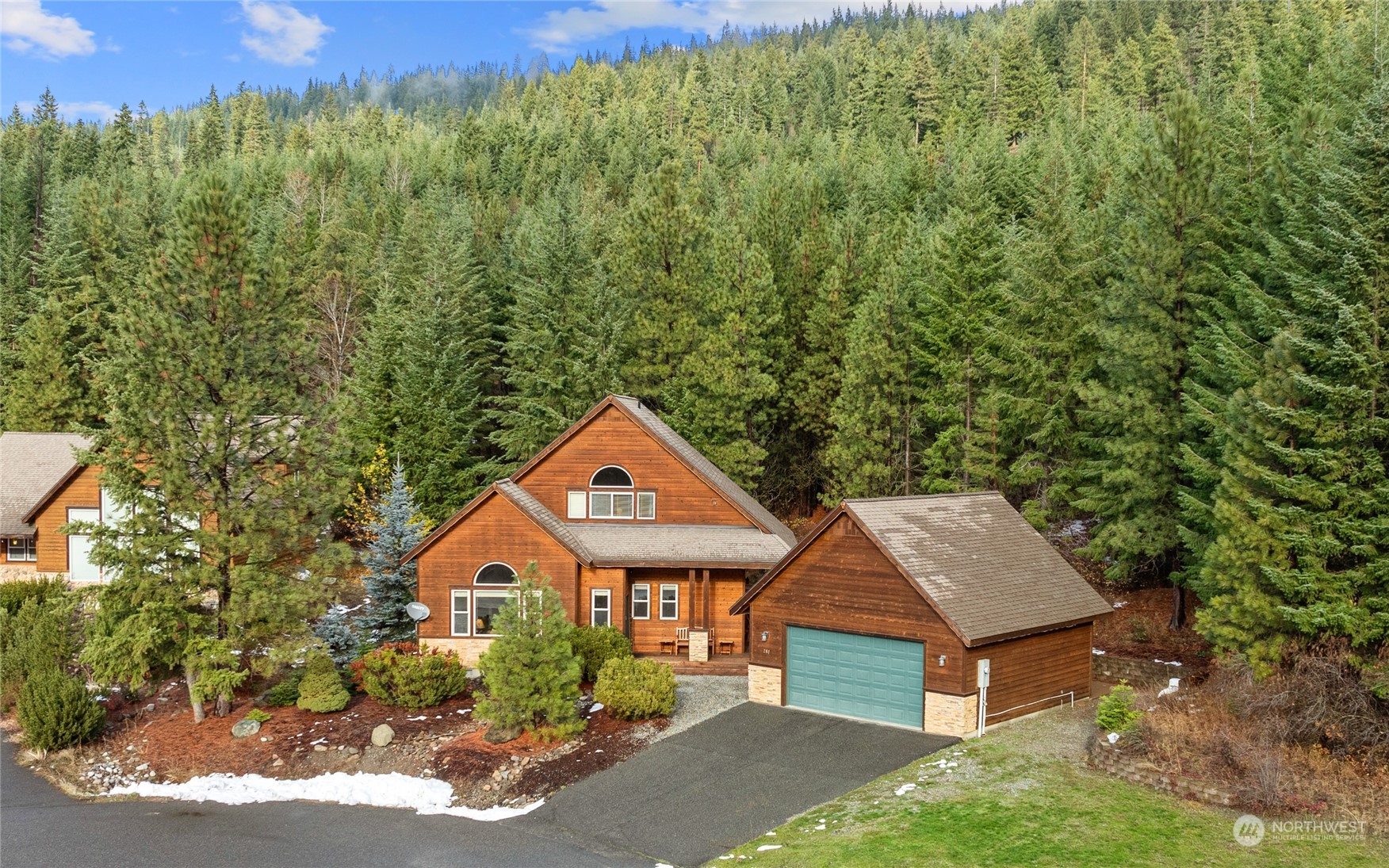 an aerial view of a house