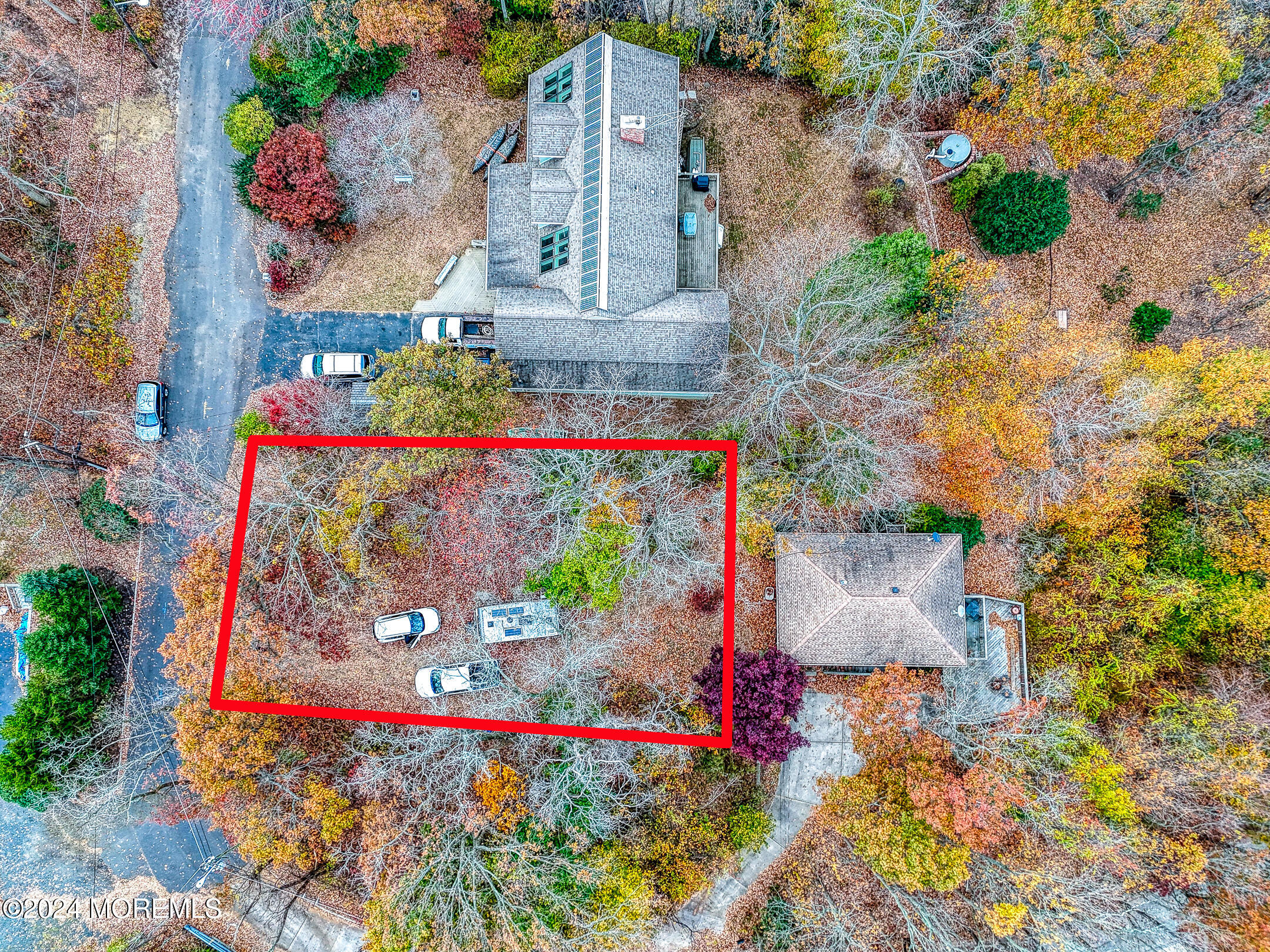 an aerial view of a house