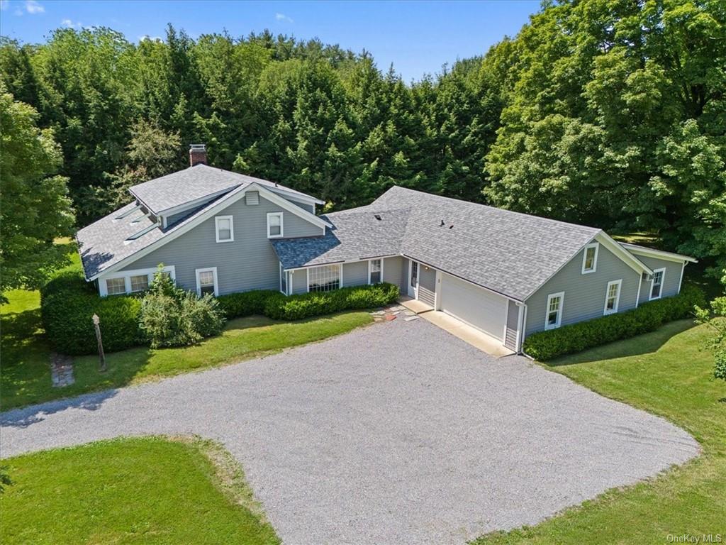 an aerial view of a house