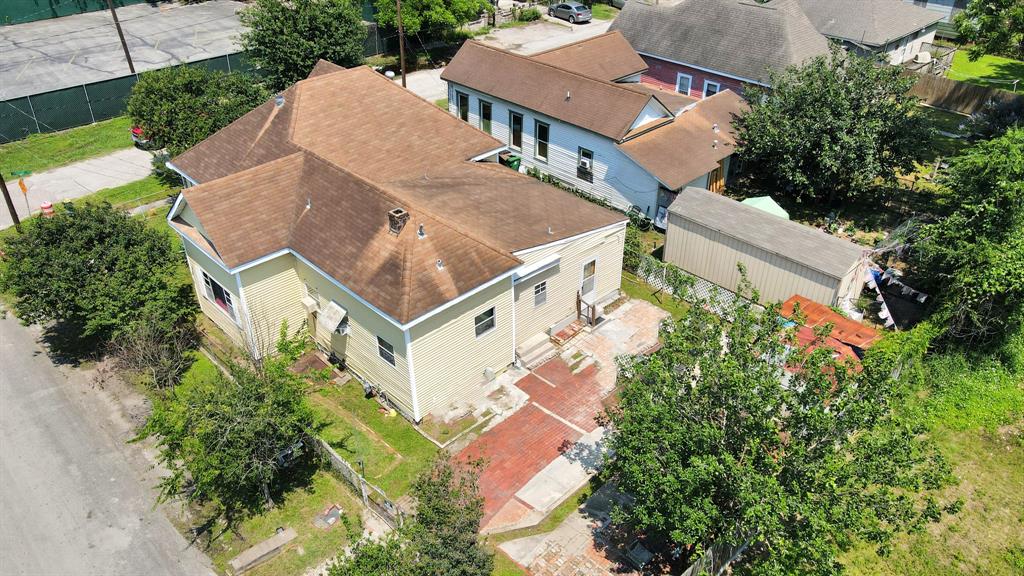 an aerial view of a house