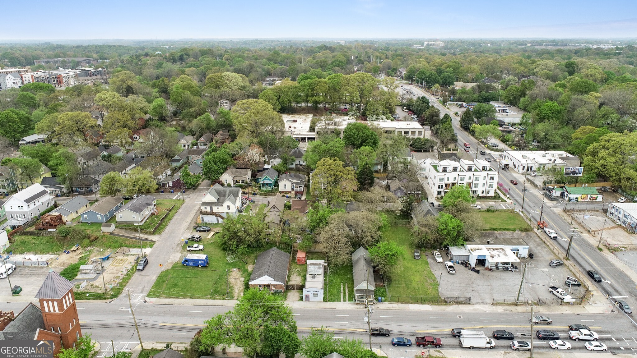 an aerial view of multiple house