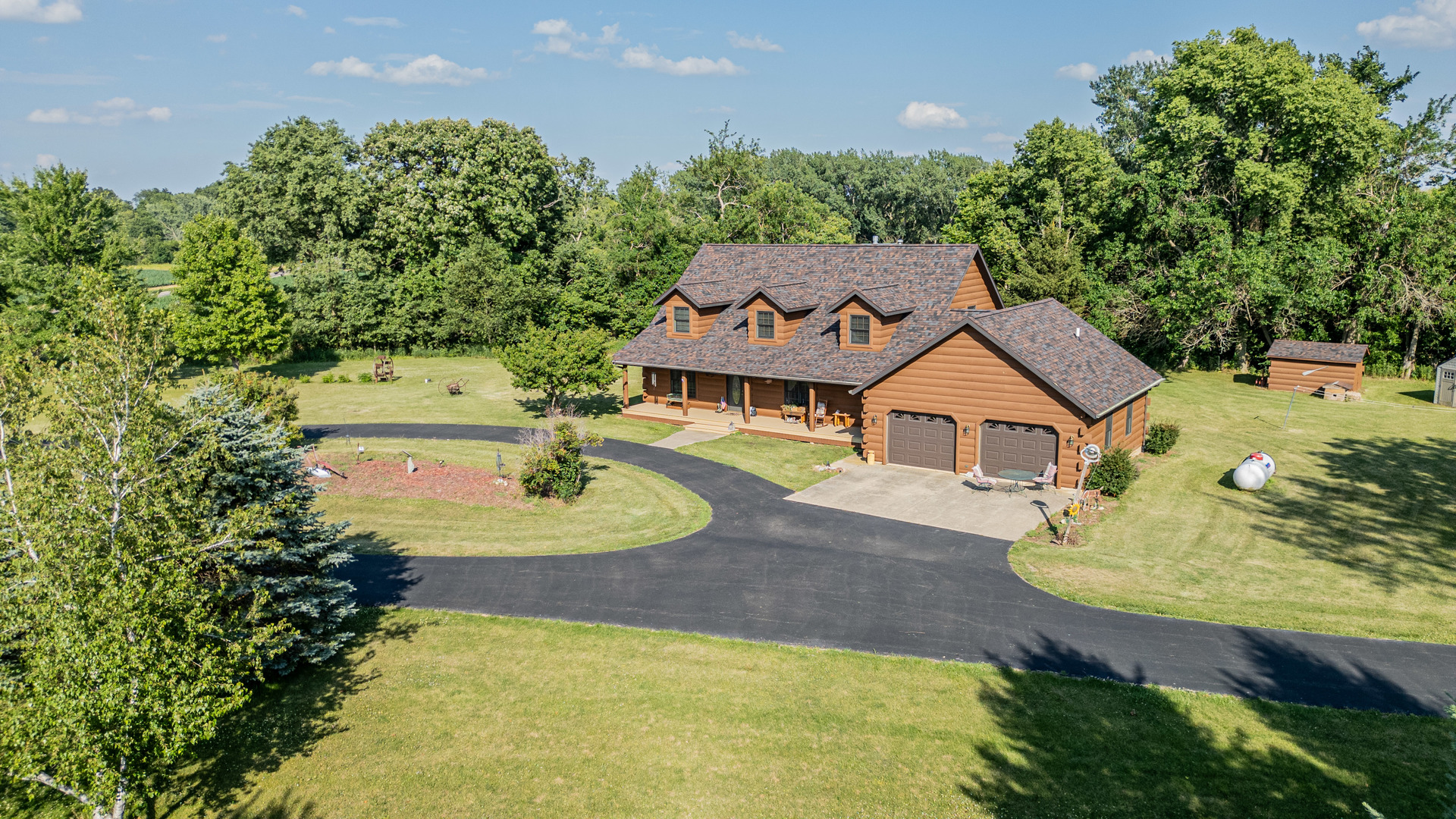 an aerial view of a house