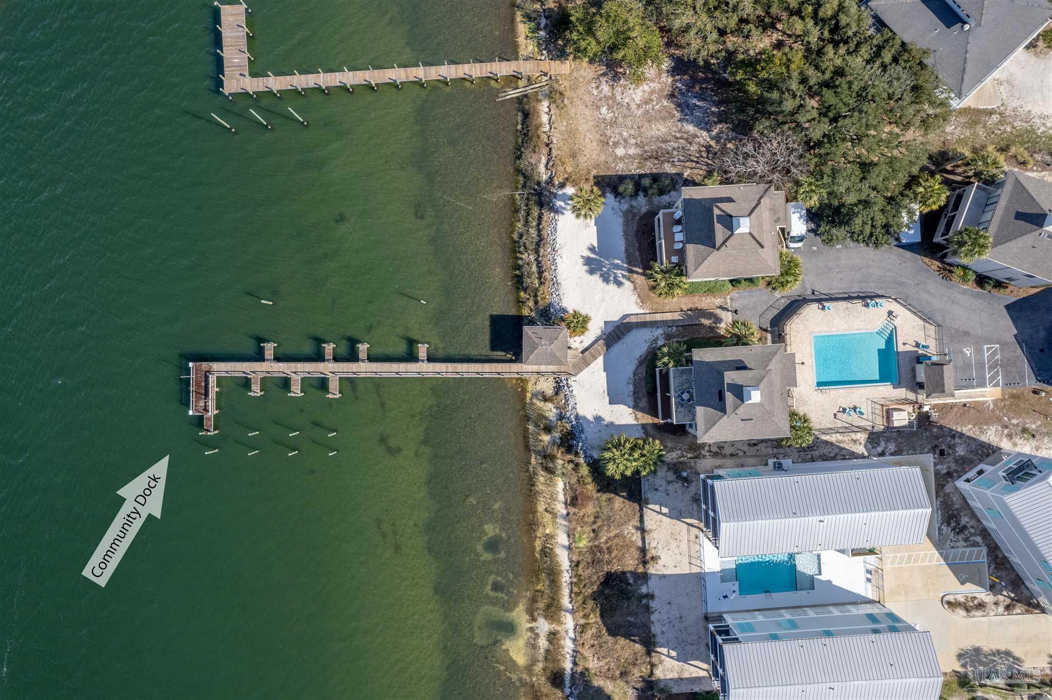 an aerial view of a house