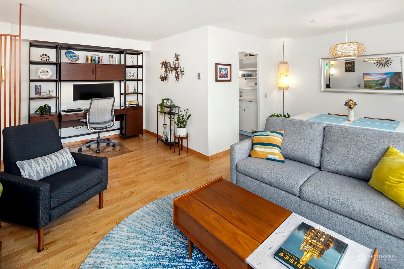 a living room with furniture and a couch