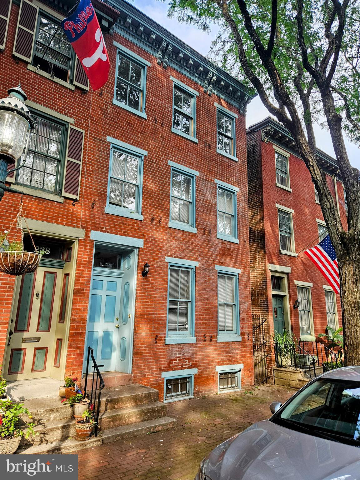 front view of a brick building