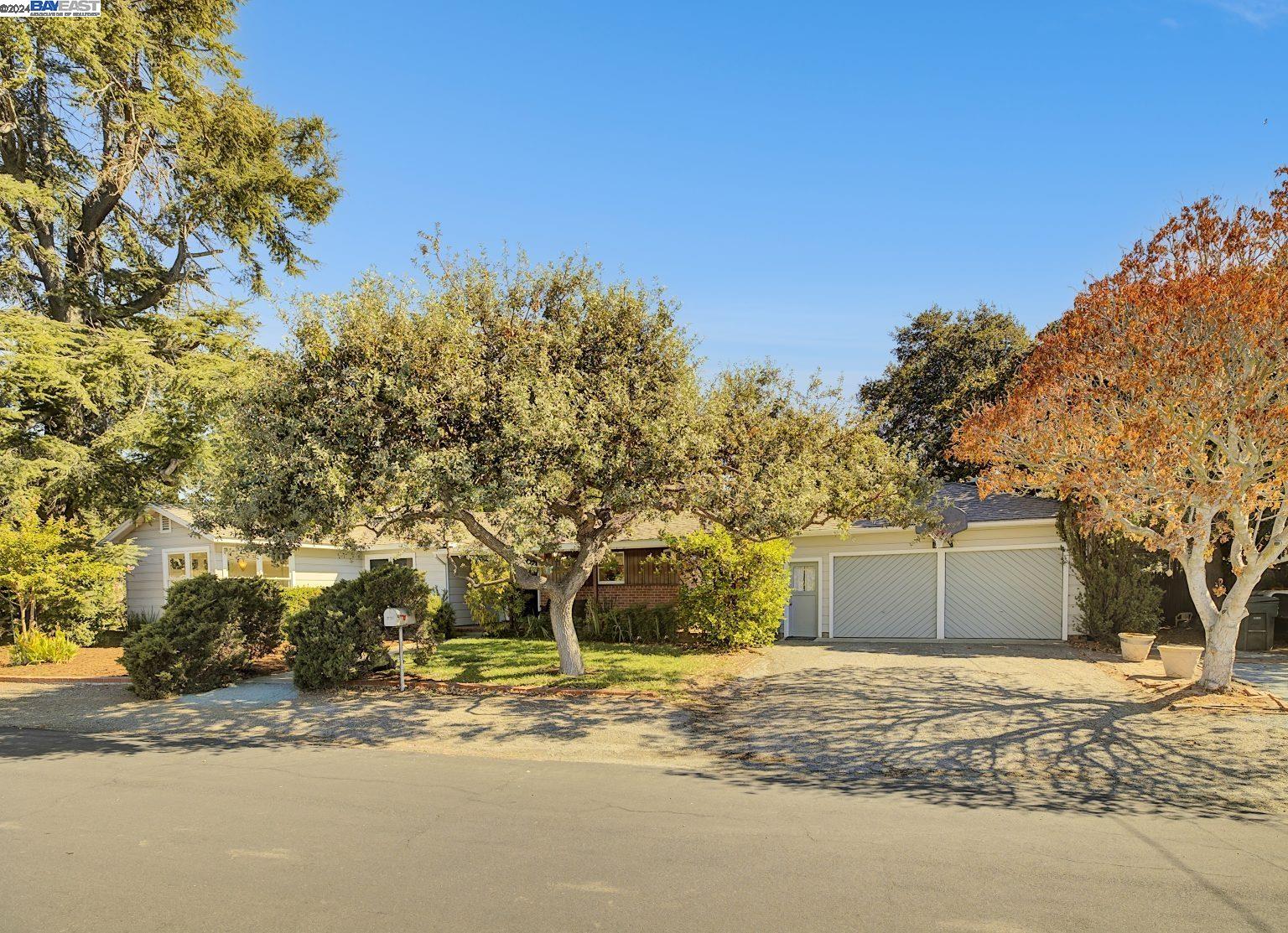 a view of a house with a yard and garage