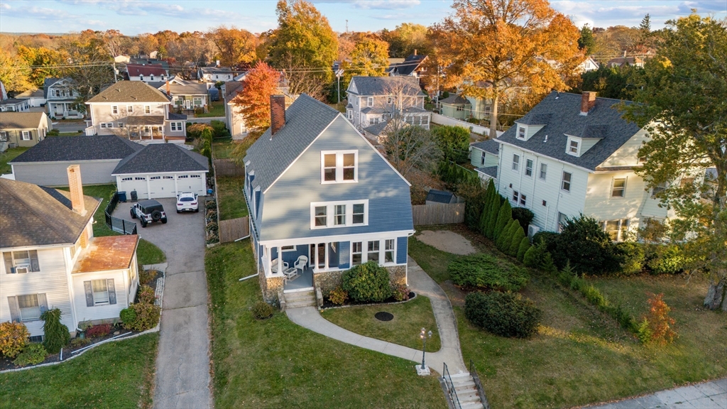 an aerial view of a house