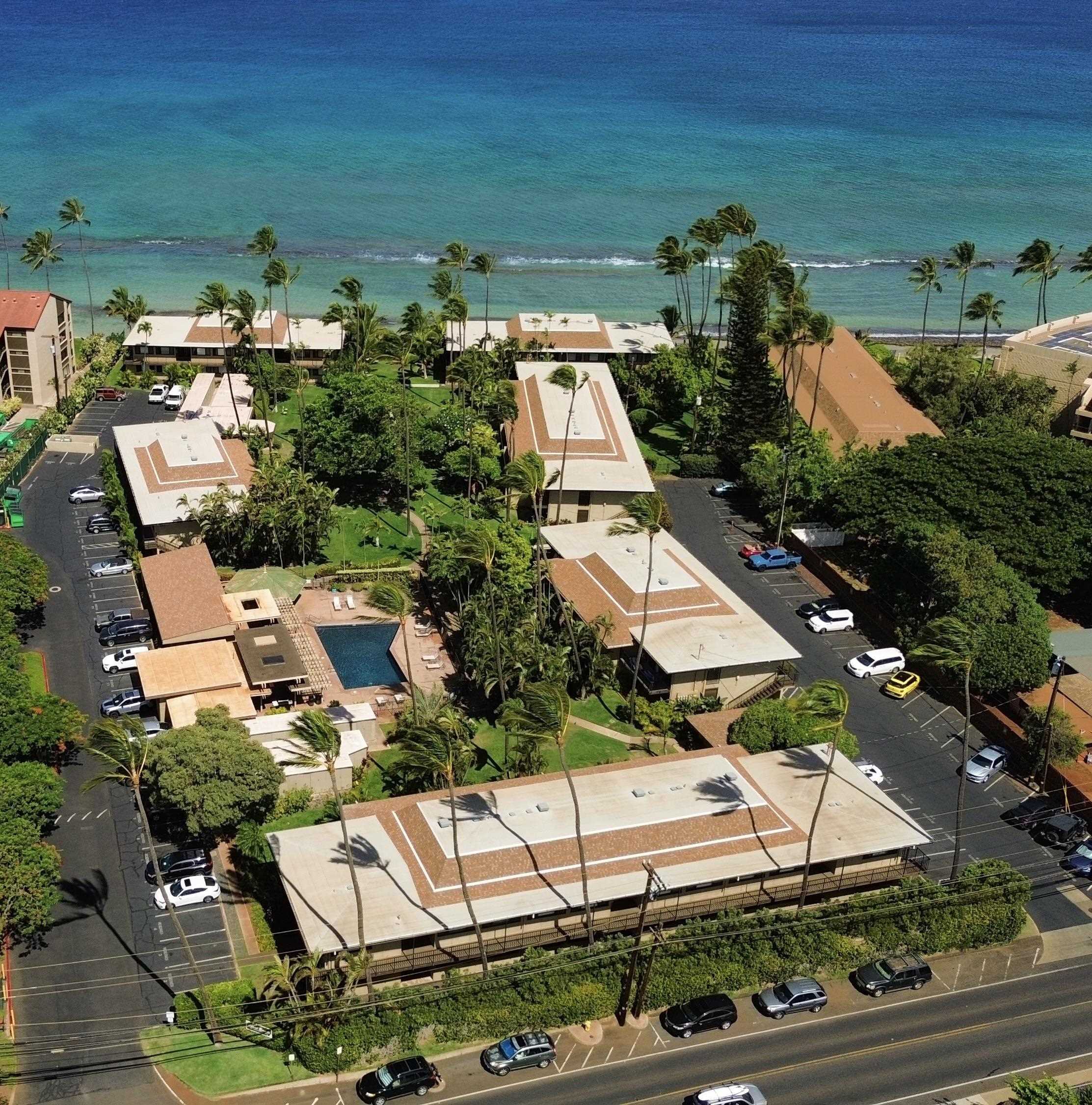 an aerial view of a house