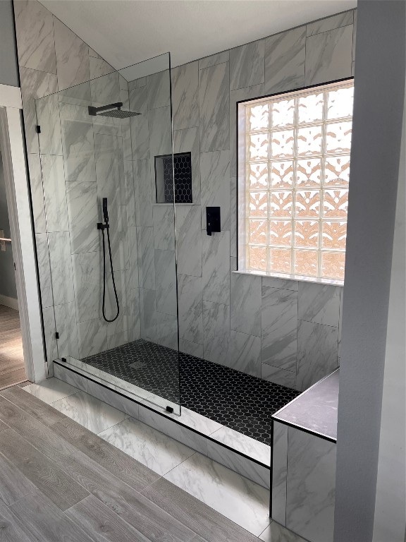 a bathroom with a shower