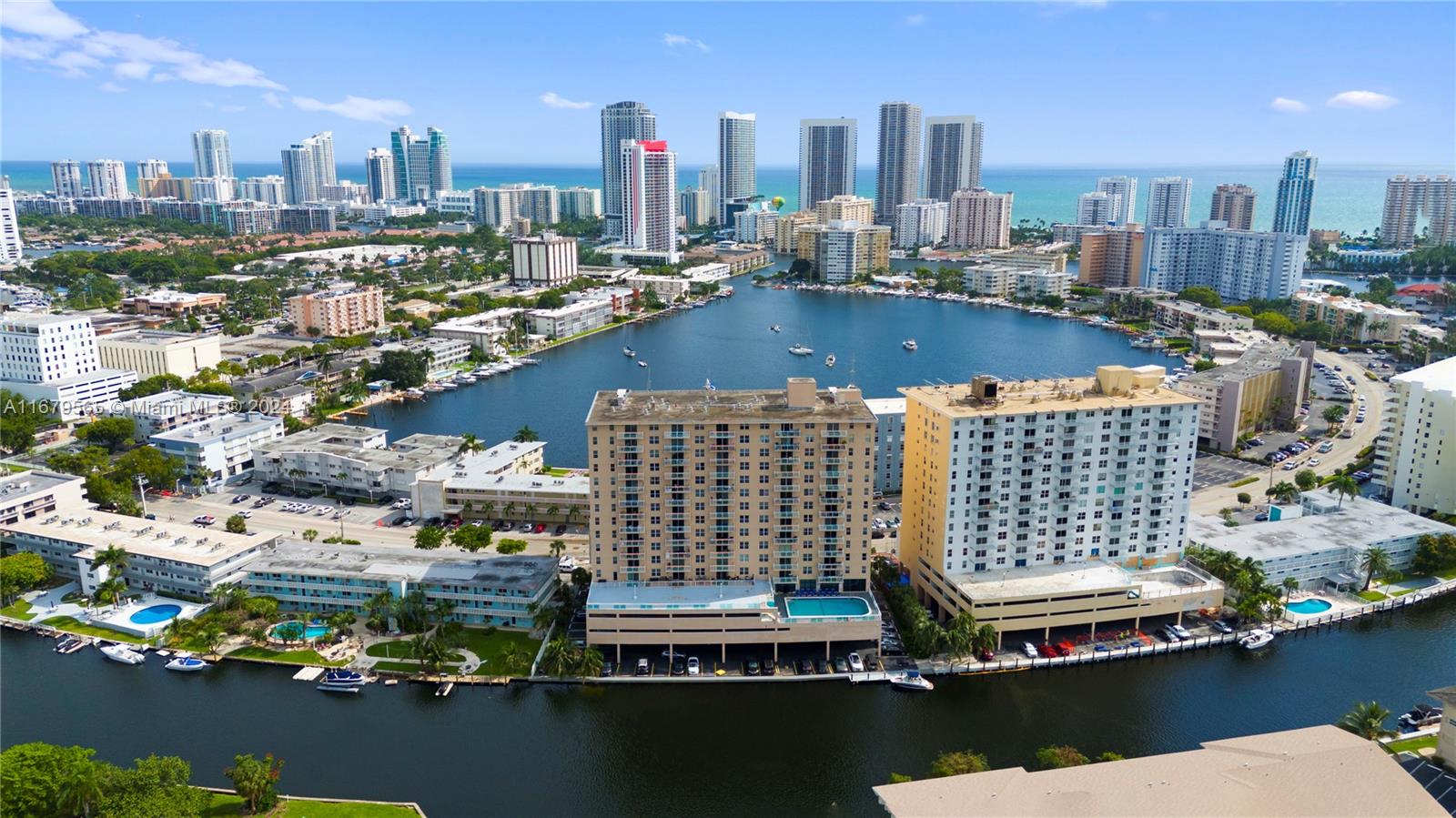 a view of a city with tall buildings