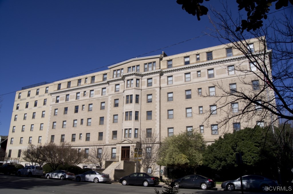 a front view of a building