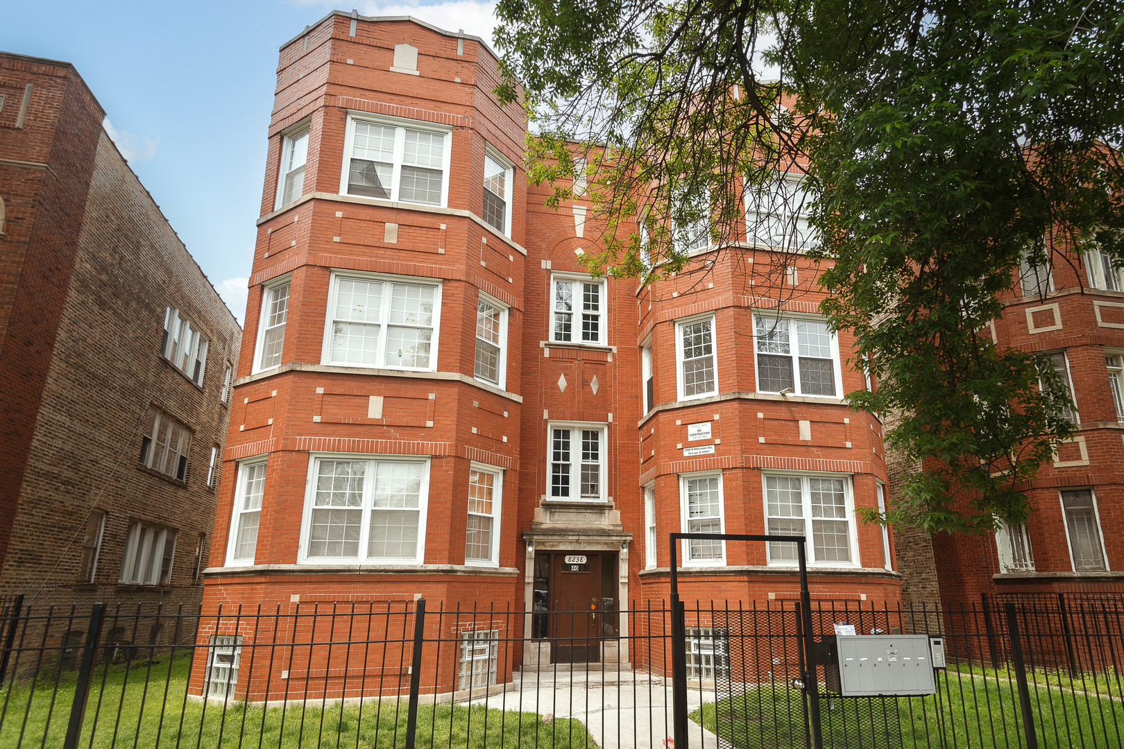 front view of a brick building