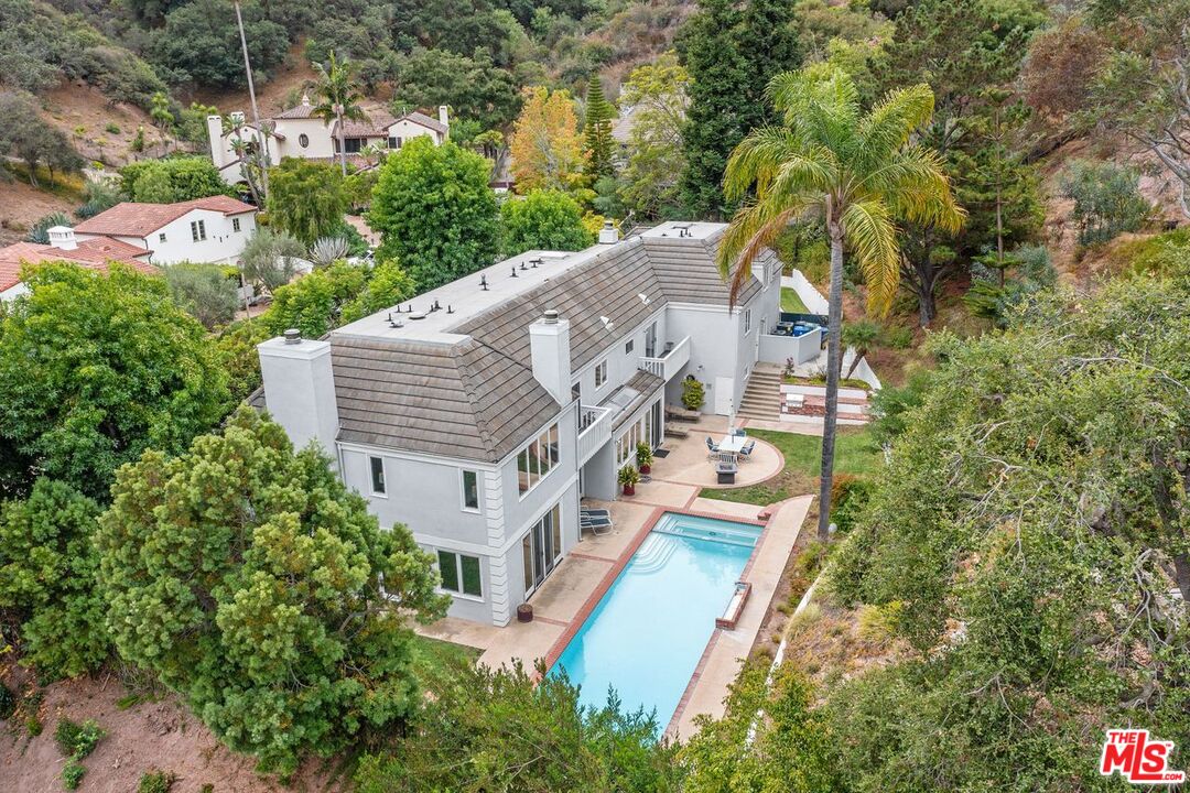 an aerial view of a house