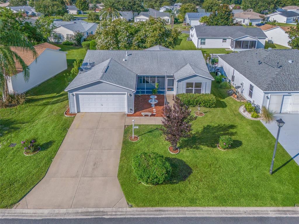 an aerial view of a house