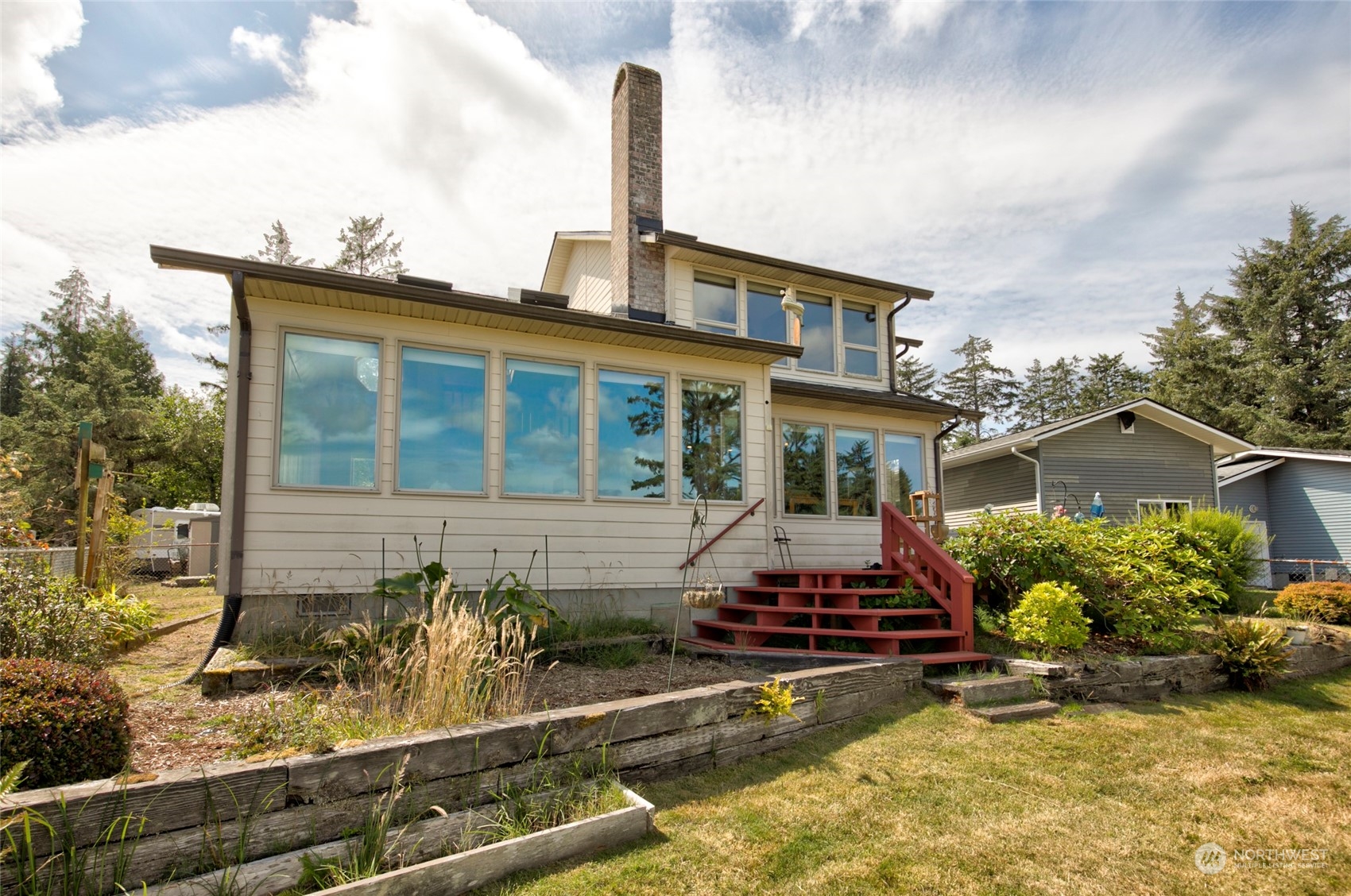 a front view of a house with porch