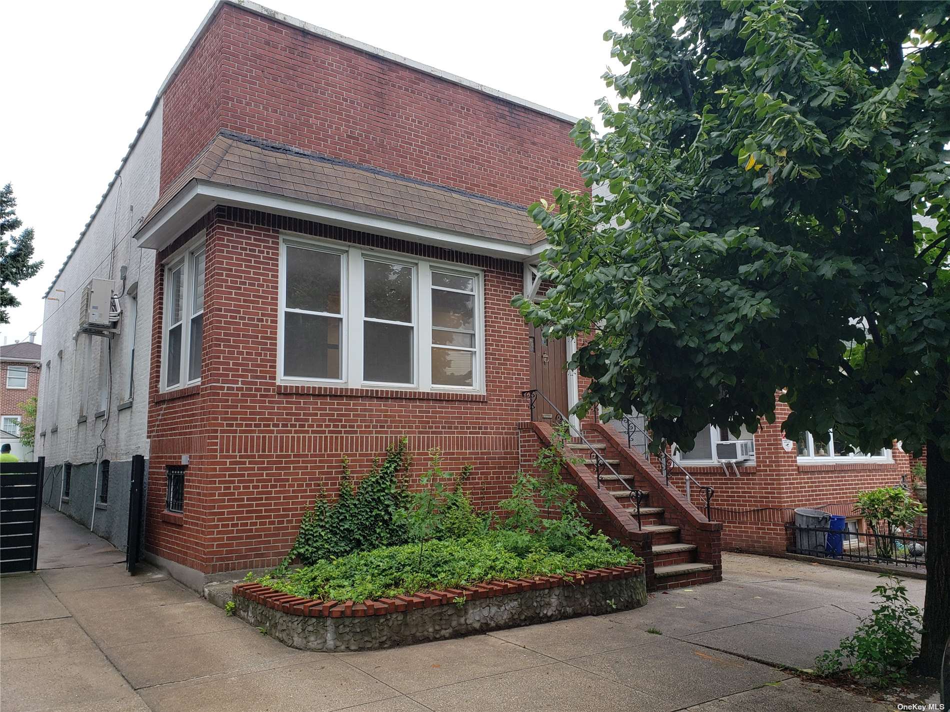 a brick building with a large windows